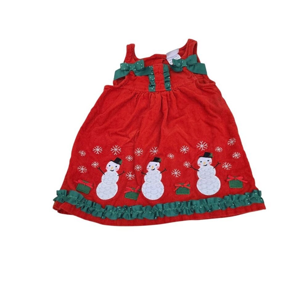 Nanette Kids Christmas Red Corduroy Snowman Dress Toddler *Size 2T*